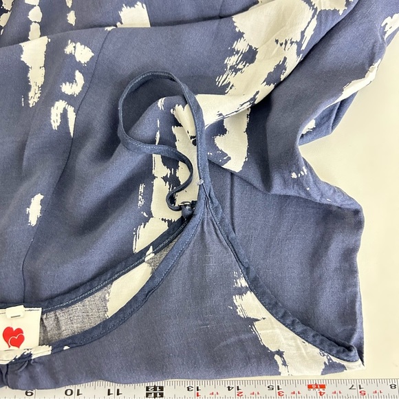 Buenos Ninos Jumpsuit Adult Small Blue White Wide Leg Pocket Tie Dye Flowy Women - Picture 8 of 14